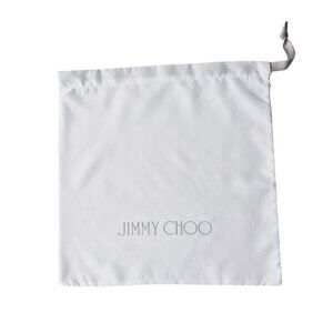 JIMMY CHOO Dust Bag 13.75 x 13.75" Square Storage Bag white w/ Grey drawstring